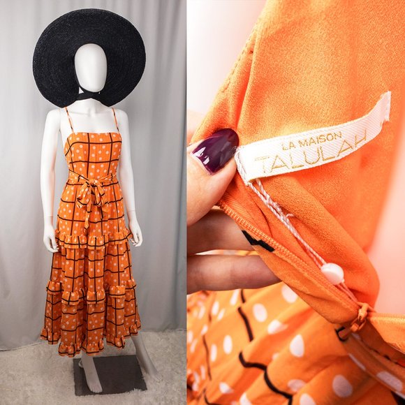 Orange Polka Dot Midi Fall/Summer Dress - Picture 3 of 7